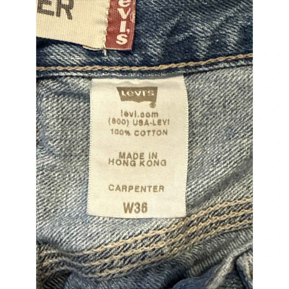 VTG Y2K Levis Carpenter Denim Shorts Mens 36 Light Wash Blue Utility Workwear